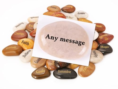 ROCKIMPACT 50PCS Customized Engrave Personalized Assorted Bulk, Custom Engraved River Rocks, Create Your Own Great Gift Ideas, Customizable Inspirational Prayer Stones 50 pcs/Pack, 1.5
