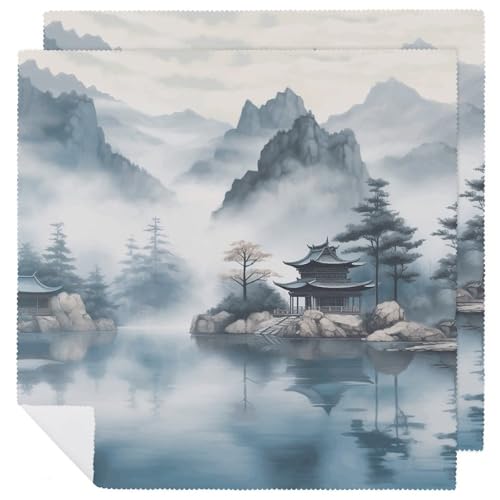 Servilletas de tela paisajes asiáticos 2 unidades miniatura 1