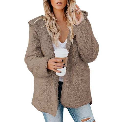 Plaid Flannel Shacket Women Plush Fuzzy Fleece Jacket Oversized Cardigans Winter Coats Open Front Cardigan Sweaters2