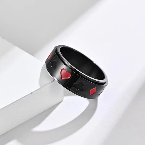 Miniatura 2 de Anillo giratorio de póquer para hombres y mujeres con ases de espada anillos giratorios para aliviar el estrés anillos de acero inoxidable de