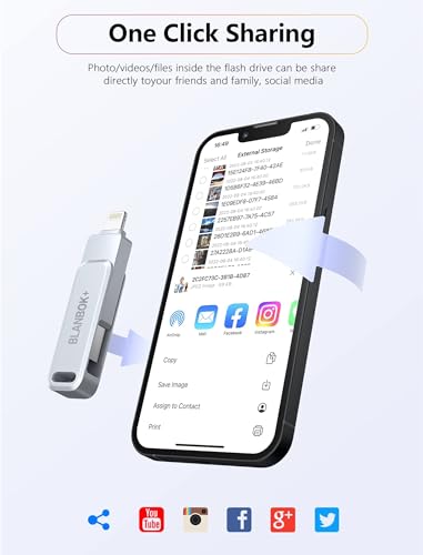 Blanbok+ BLA-001 Mfi Certified Flash Drive 256Gb For Iphone Usb Memory Stick Thumb Drives High Speed Usb Stick,Photo Stick External Storage thumb #3