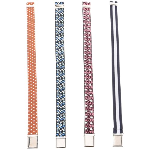FRCOLOR 4 pcs Elastic Waist Belts Stretchy Belts for Boys Lightweight Comfortable Waistbands with Stylish Blue Star Brown Dot Stripe Designs