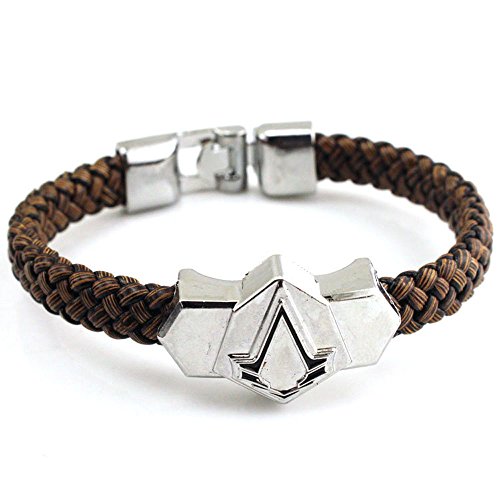 Generic Assassin's Creed Pu Leather & Alloy Wristband Brown Bracelet