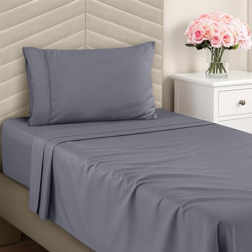 Utopia Bedding Twin Sheets Set - Brushed Microfiber - Soft Bed Sheets for Twin Size Bed Set - Includes 1 Fitted, 1 Flat, & 1 Pillow Case - Deep Pocket (Grey)