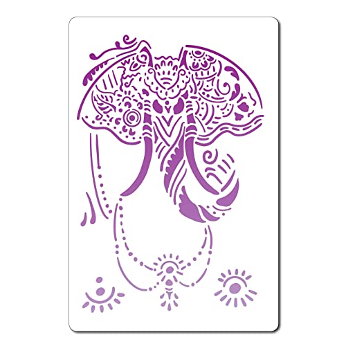 GORGECRAFT 7.9'X12' Plantilla de Cabeza de Elefante Plantillas de Mandala de Animales Salvajes...