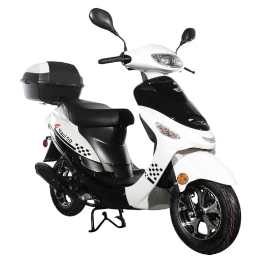 X-PRO 50cc Adult Moped Gas Moped Motorcycle 50cc with 10" Aluminum Wheels, Electric/Kick Start! (White, Factory Package)
