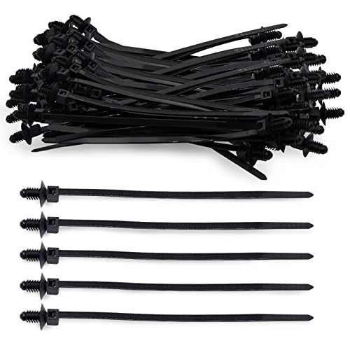 Christmas Tree Cable Ties, Universal Push Mount Cable Zip Tie Black Fir Tree Cable Ties Compatible with Cars Boat Trailer Nylon Cable Ties - 6.7 Inch,100pcs