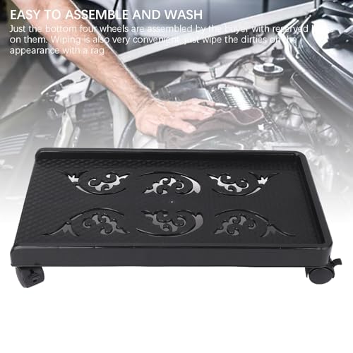 Soporte de CPU, bajo el escritorio de la torre de computadora Torre móvil con 4 ruedas Caster Riser universal para PC Workstation Home Office ABS Black 460x245x80mm - imagen 6