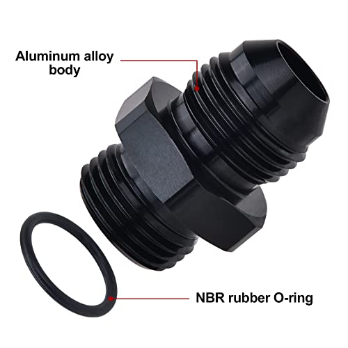 Image of EVIL ENERGY AN10 10AN Flare to 10AN ORB Male O-ring Boss Fuel Pump Rail Adapter Fitting Aluminum Black Pack of 2