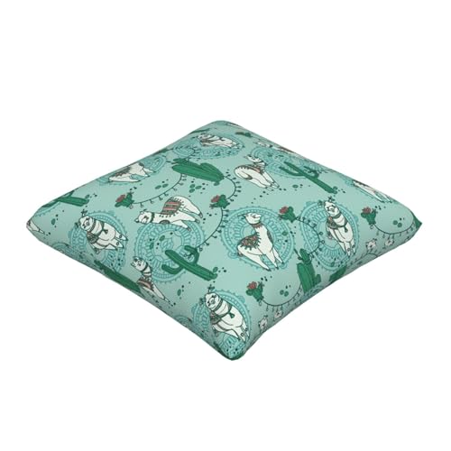 Housse de coussin lama alpaga vert déco canapé salon moderne