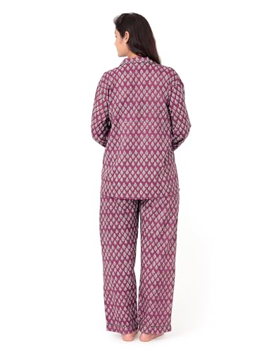 Image of Huar Women Pajama Set, 4 pcs Button Down Vacation Beach Cotton Set, Lounge wear PJ Set For Birthday