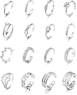 ORAZIO 18K Gold Plated Adjustable Toe Rings for WomenFlower Arrow Tail Pinky Band Rings Open Toe Ring Set Hypoallergenic Hawaiian Foot Gift Jewelry