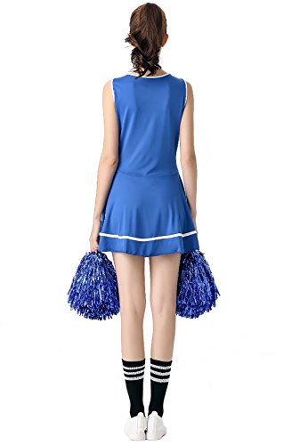ThreeH Cheerleader Costume Fancy Dress Cheerleading Uniform No Pom-Pom C40Blue