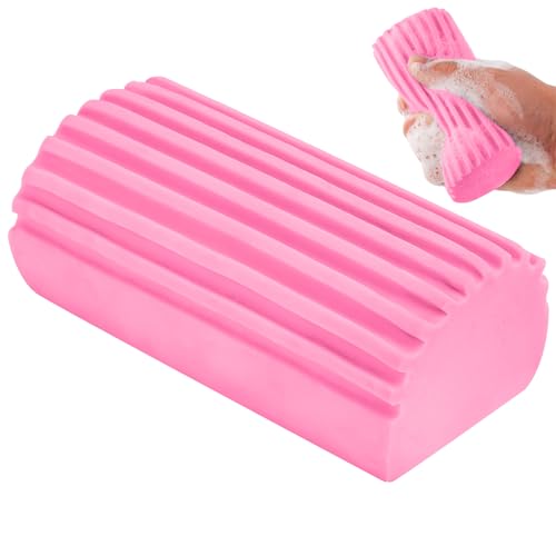 Image of Clean Sponge Brush, Cleaning Products for Car Window Cleaning, Blinds, Glass, Baseboards, Vents, Railings, Mirrors, Window Track Grooves(Pink)