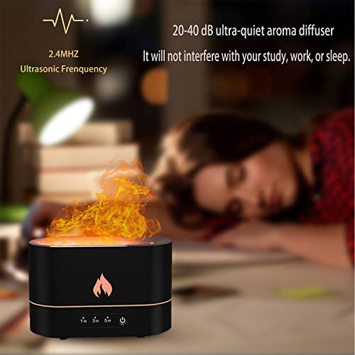 Essential Oil Diffuser - Aromatherapy Cool Mist Humidifier For Bedroom Simulated Flame Night Light Aroma Diffuser Auto Shut Off 3 Timer Mode Whisper Quiet Air Humidifier For Home, Office, Desk #TOP6