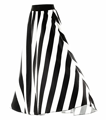 Afibi Women Chiffon Mopping Floor Length Big Hem Solid Beach High-Waist Maxi Skirt (Large, Black 2) - Thumbnail 7