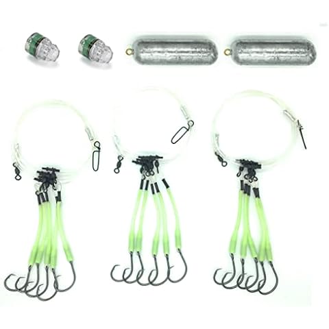Deep Drop Glow Sleeve Bundle - 3 Rigs, 2 Deep Drop Lights, 2 Deep Drop Weights (5lb Weights) Cover