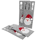 Cabilock 4 Stück Weihnachtsbesteckhalter aus Stoff Besteckbeutel für Partys Festliche Tischdeko für Weihnachtsfeiern Leicht und Praktisch