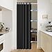 HMYI 100% Blackout Accordion Style Door Curtain for Doorways Privacy Magnetic Door Curtain, Temporary Doors for A Room Privacy, 1 Panel, W45 x L80, Black
