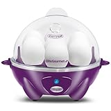 Elite Gourmet EGC007BL Easy Electric Poacher, Omelet Eggs & Soft, Medium, Hard-Boiled Egg Boiler Cooker with Auto Shut-Off and Buzzer, Measuring Cup Included, BPA Free, 7 Egg Capacity, Purple
