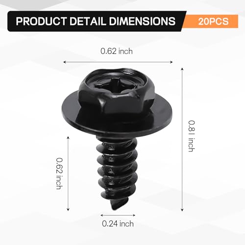 Image of 20PCS Fender Bolts Retainers Replacement, OEM 90159-6049 Bolt Retainer, Hex Head Screws for Mud Flaps, Bumper, Wheel Well Liners, Compatible with Tacoma Prius Camry Celica