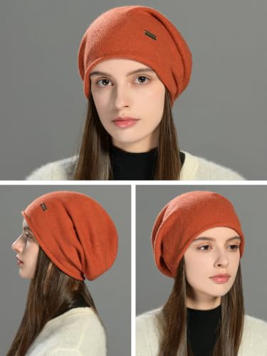 Image of jaxmonoy Cashmere Slouchy Knit Beanie Hat for Women Winter Soft Warm Ladies Wool Knitted Skull Beanies Cap