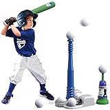 QDRAGON T Ball Sets for Kids 3-5 5-8, Kids Baseball Tee with 6 Balls/Adjustable Batting Tee/Automati
