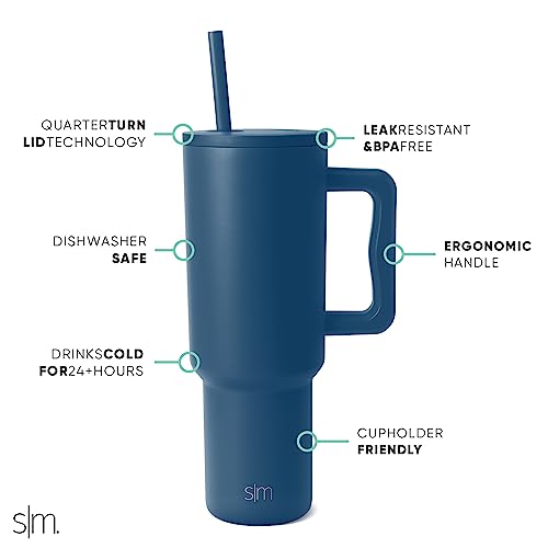 Image of Simple Modern 40 oz Trek Tumbler with Handle and Straw Lid | Cup Holder Friendly Insulated Stainless Steel Travel Mug | Slumberland (Pack of 12)