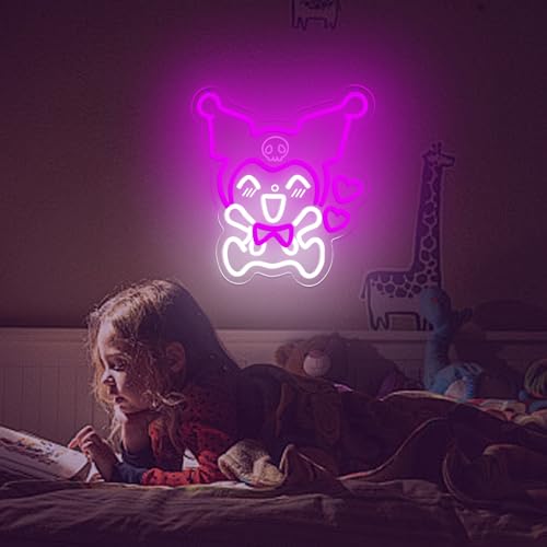 Image of Japanese Anime Neon Sign - Cute LED Light - Kuromi Heart - Purple - Wall Light - Bedroom & Game Room Decor - Gifts for Boys & Girls