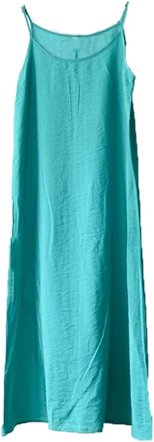 Women Summer Cotton Full Slips Spaghetti Strap Under Dress Long Camisoles Home Nightdress