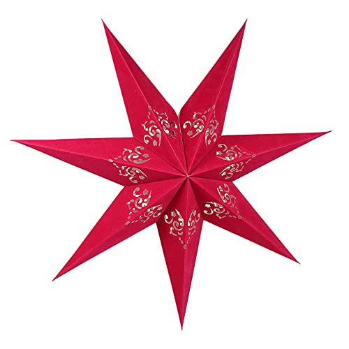 Uonlytech Red Paper Star Lampshade, Christmas Paper Star Lamp Shade Hollow Lanterns Light Cover for Christmas Wedding Party Decorations