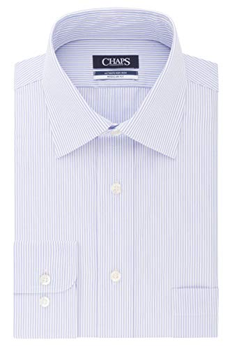Chaps Men's Dress Shirt Regular Fit Stretch Collar Stripe, Bright Blue, 14