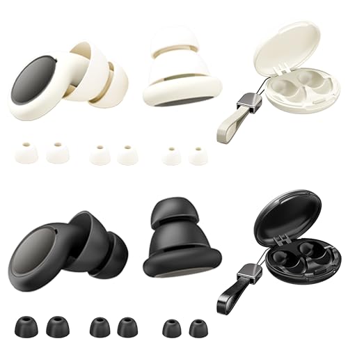 ARefugen 2 Pairs of Earplugs for Noise Cancelling - Soft Reusable Silicone Ear Plugs for Noise Reduction Hearing Protection with 8 Eartips and Storage Case for Concert, Sleeping, Working, Studying