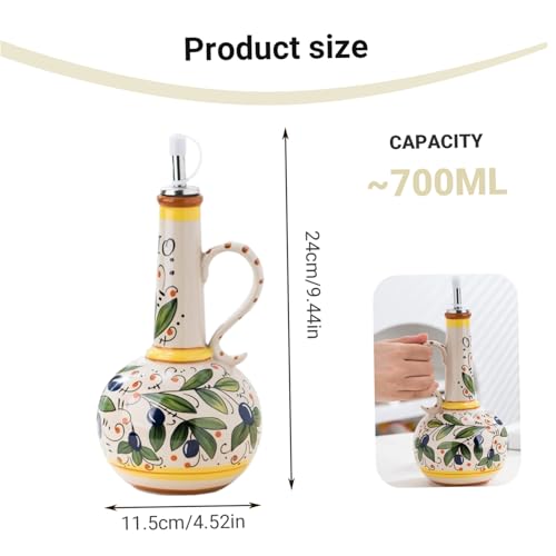 Aceitera de cerámica de 700 ml con elegante mango de acero inoxidable 6