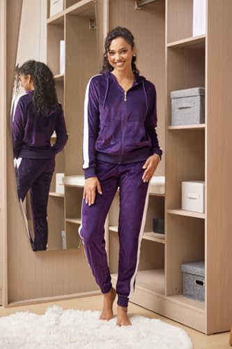 Image of LeeHanTon Sweat Suits for Women Set Comfortable Sweat Outfits Workout Suit Zip Velour Hoodie and Jogger Sport Suit
