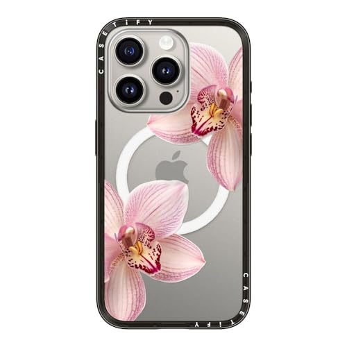Coque rigide iPhone 15 Pro CASETiFY Orchidia design premium transparent