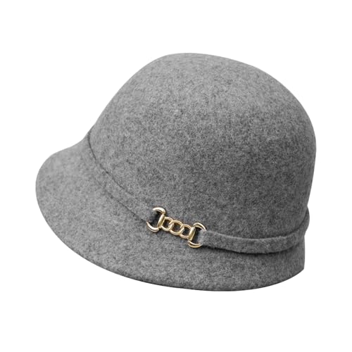 Damen Wollmütze Retro-Fischerhut Elegante Fedorahüte Mit Krempe Fedora Filzmütze Für Winter Herbst Warme Eimerhüte Glockehut Schirmmütze Damenhut Accessoires Zum Wandern...