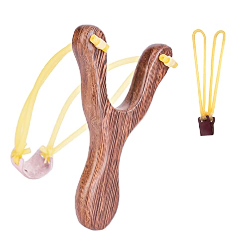 luckaide Steinschleuder, Holz Zwille, Slingshot, Einstellbar Schleuder Zwille mit 1 Ersatzgummi, Holz Schleuder für Outdoor Sportarten mit Starker Gummiband