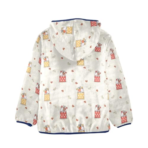 Cat in Box Cartoon Girls Fleece Jacket Girls Fall Jacket Girls Zip Up Hoodie Girls Sherpa Jacket 2-10T2