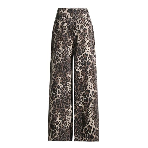 Leopard Print Jeans Ripped Jeans Womens Baggy Pants Y2k Wide Leg Jeans Vintage Pants Streetwear2