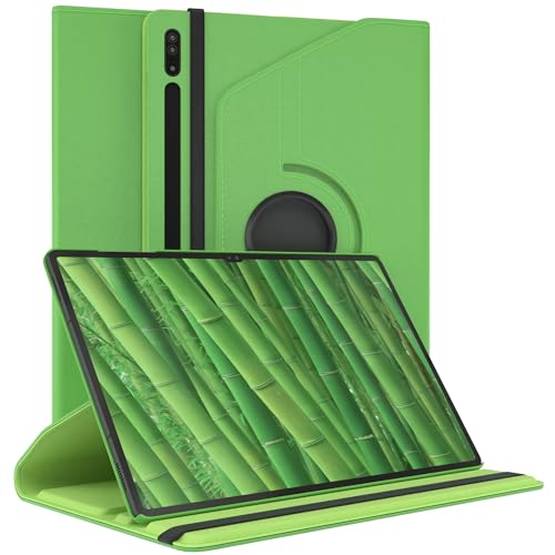 EAZY CASE   Funda para Samsung Galaxy Tab S8 Ultra Protectora Tablet Smart Cover Soporte Giratorio Estuche Plegable 360° rotativo con función Atril Cuero sintético Verde