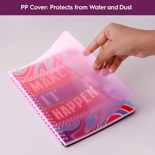 Image of DOODLE A5 Soft Spiral Wiro Notebook with Elastic Band Closure & Pen Holder | Beautifully Printed PP Cover | 160 Ruled Pages | Perfect for School, College & Office Use - Success Starter