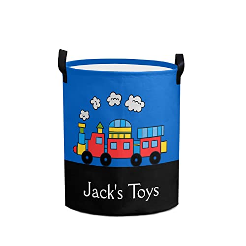 Train Running Personalized Freestanding Laundry Hamper, Custom Waterproof Collapsible Drawstring Basket Storage Bins with Handle for Clothes