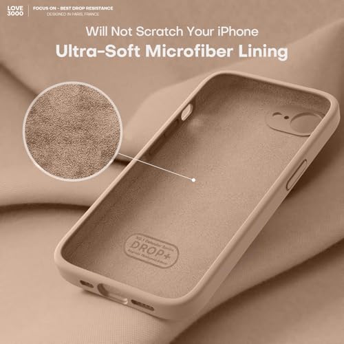 Image of LOVE 3000 Designed for iPhone 16e /17e Case, Premium Silicone with [Soft Anti-Scratch Microfiber Lining] Shockproof Protective Phone Case for Men Women Girls 6.1 inch, Light Brown