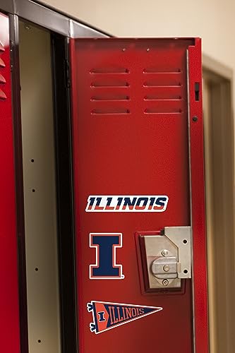 Image of University of Illinois 8ct Vinyl Large Deluxe Stickers Variety Pack - Laptop, Water Bottle, Scrapbooking, Tablet, Skateboard, Indoor /Outdoor - Set of 8