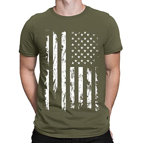 Black Tee Shirts For Men, Tshirts Shirts For Men, Usa Distressed Flag Men T Shirt Patriotic American Tee Short Sleeve Crewneck Independence Day T-Shirt #TOP22