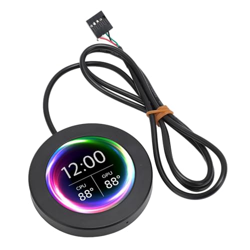 Image of 2.1inch AIO Computer Temp Monitor, CPU Cooler LCD Display Screen Upgrade Kit, PC Sensor Panel CPU Temp Monitor for Water Cooling Systems, for aida64 (Black)
