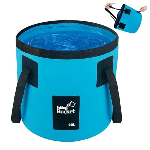 5 Gallon Collapsible Bucket with Handle, Car Wash Bucket Foldable Water Storage Container for Camping Fishing Beach Gardening, Portable Laundry Wash Basin for RV Cleaning Supplies Swamp Emergency Prep