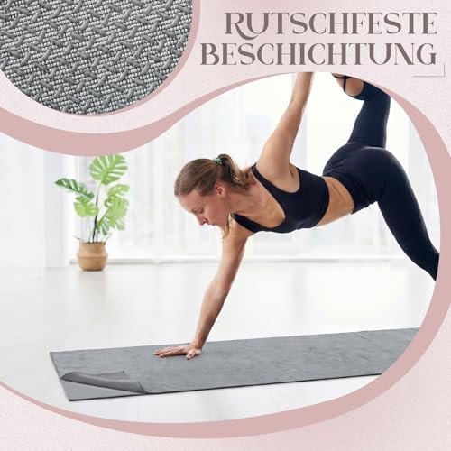 Serviette de yoga microfibre avec sac de transport gris - 6