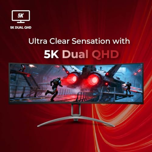 Image of AOC AG493UCX2 48.8″ Curved Gaming Monitor - Black | Dual-QHD 5120x1440 (32:9) |165Hz Refresh |1ms MPRT, FreeSync Premium | DisplayHDR400 | USB-C & KVM | UltraWide VA Panel